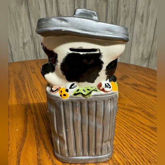 Vintage Ceramaster Kitty Cat in Trash Can Ceramic Coin Piggy Bank 7.5" - Picture 5 of 8
